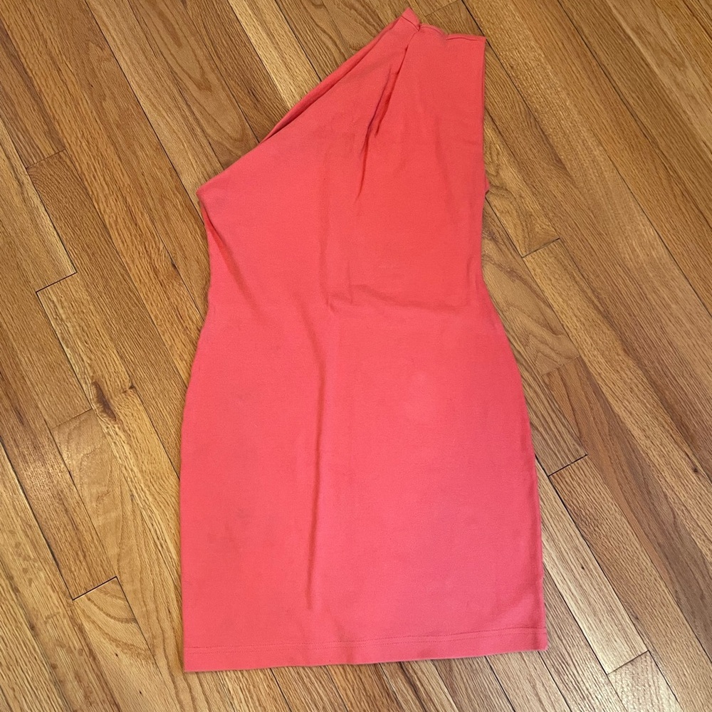 Elegant Coral One-Shoulder Dress
